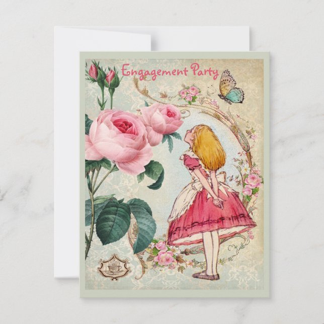 Invitación Alicia en fiesta de compromiso del collage de los (Anverso)