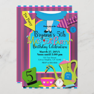 Invitación Alicia en fiesta de cumpleaños enojada del té del