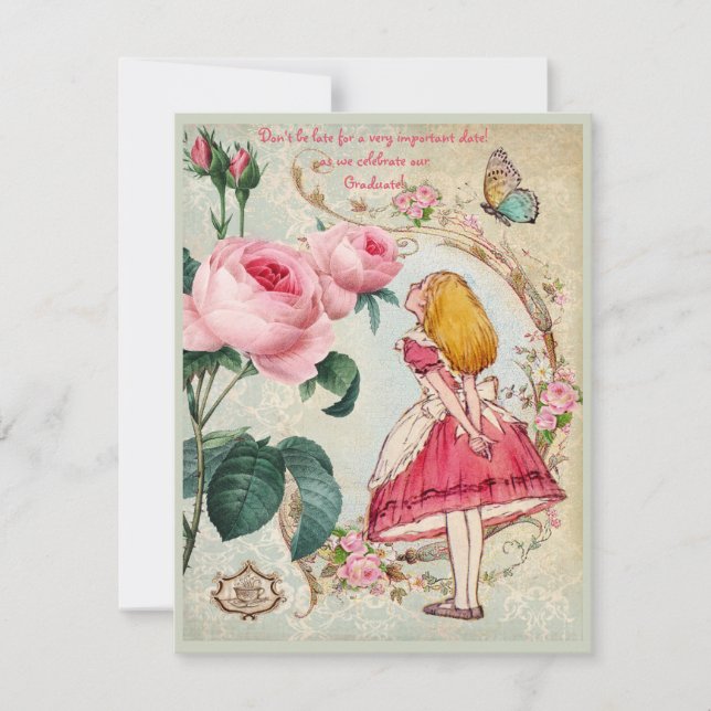 Invitación Alicia en fiesta de graduación del collage del (Anverso)