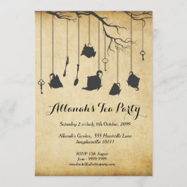 Invitación Alicia en fiesta del té del cumpleaños de