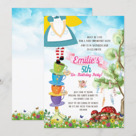 Invitación Alicia en la acuarela de la fiesta de cumpleaños d