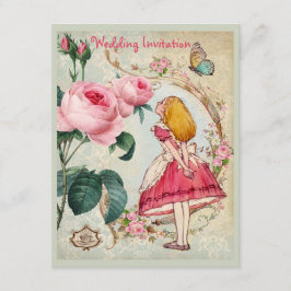 Invitación Alicia en la boda del collage de los rosas del