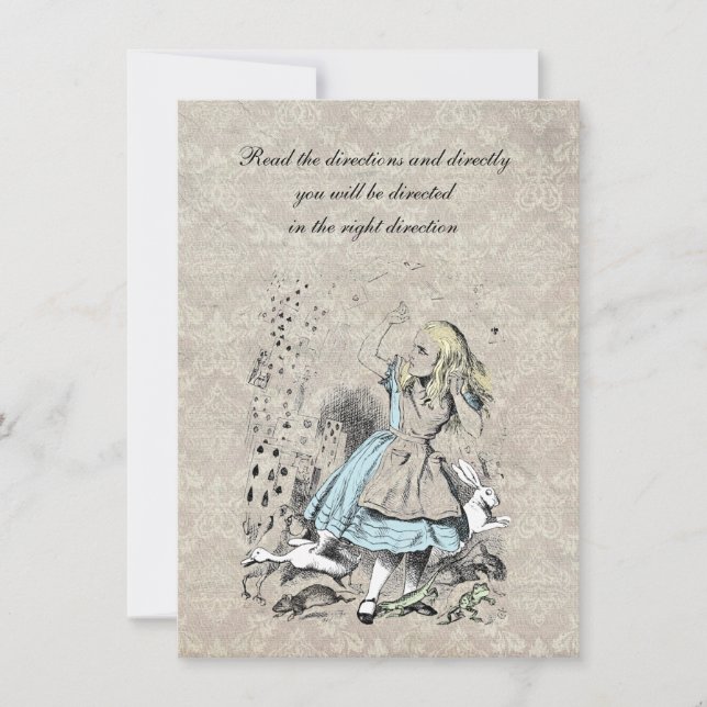 Invitación Alicia en la fiesta de cumpleaños de Flamingo Rosa (Anverso)