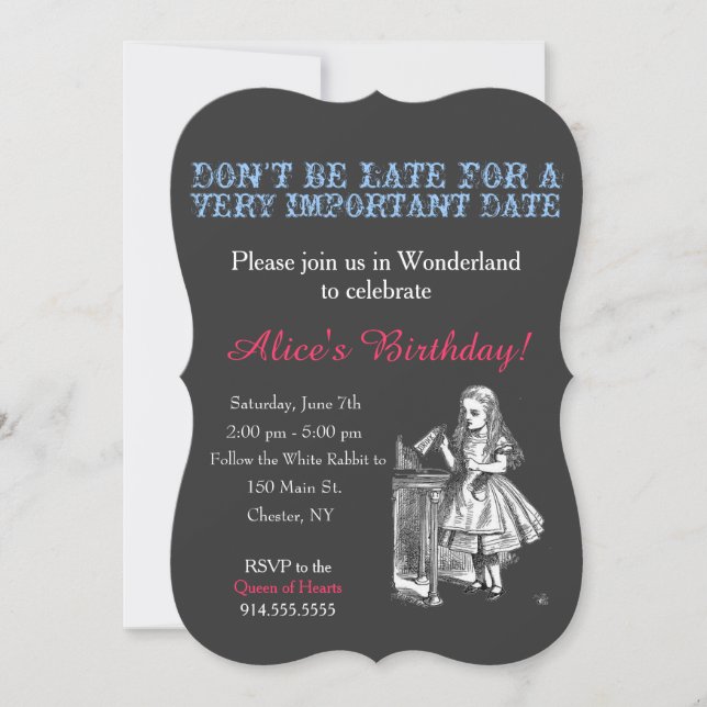 Invitación Alicia en la fiesta de cumpleaños de la tierra de  (Anverso)