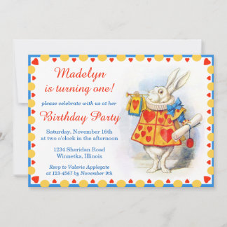 Invitación Alicia en la fiesta de cumpleaños del Personalizad