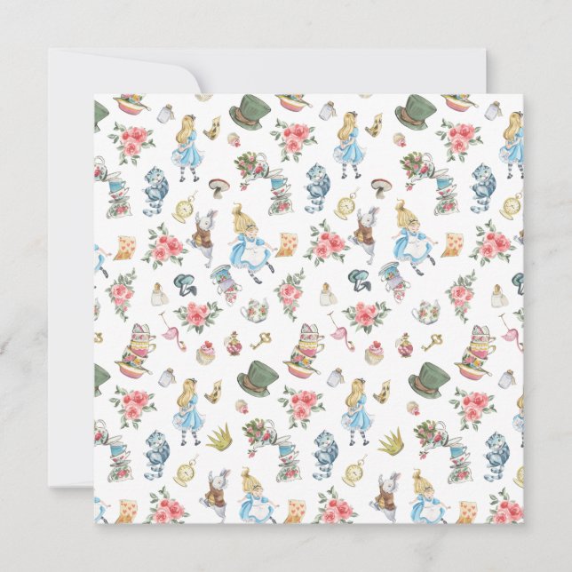 Invitación Alicia en las servilletas de la fiesta de cumpleañ (Anverso)