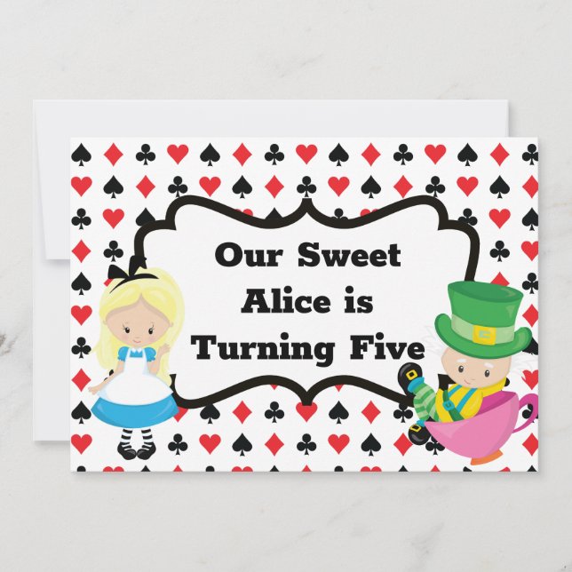 Invitación Alicia en los niños del país de las maravillas fie (Anverso)