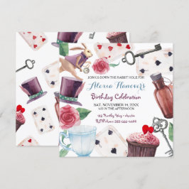 Invitación Alicia en margarita acuarela de maravilla