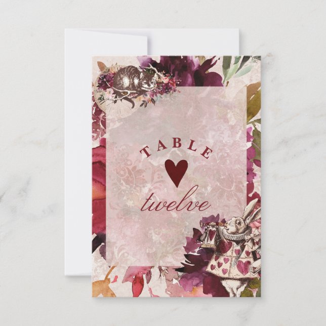 Invitación Alicia en números de tabla de Bodas de los asiento (Anverso)