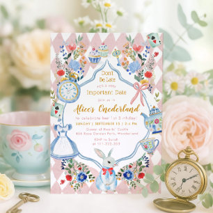 Invitación Alicia en ONEderland 1er cumpleaños Whimsical