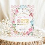 Invitación Alicia en ONEderland Fiesta de té de cumpleaños<br><div class="desc">Celebra el primer cumpleaños de tu niñita con esta caprichosa invitación con la temática Alicia en el País de las Maravillas</div>