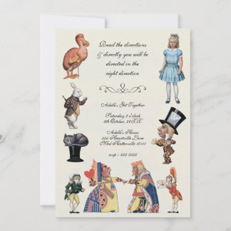 Invitación Alicia en papel de cosecha de maravillas