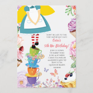 Invitación Alicia en primavera de la fiesta de cumpleaños del