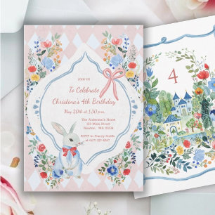 Invitación Alicia encantada y colorida en el cumpleaños de Ma