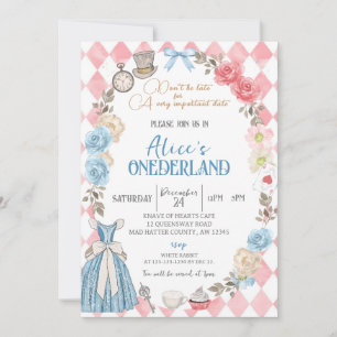 Invitación Alicia es el país de origen, fiesta de cumpleaños 