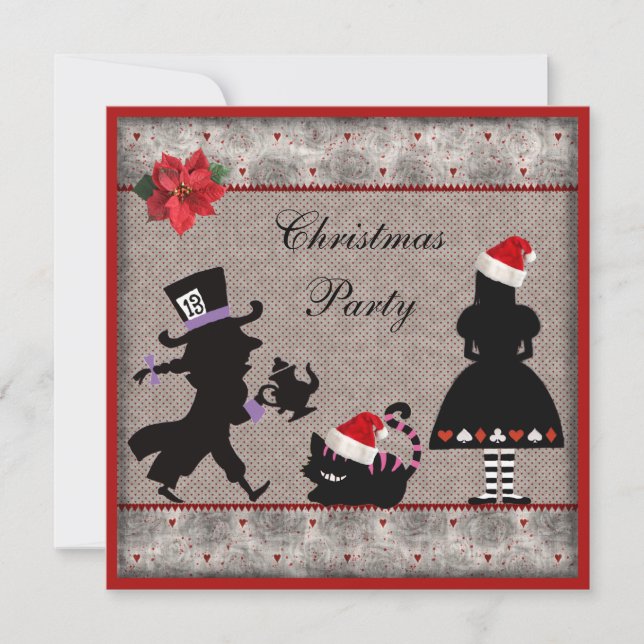 Invitación Alicia, Fiesta de gatos de odio y cheshire (Anverso)