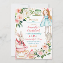 Alicia Floral Rosa Tea Primer Chica de la Invitaci