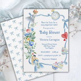 Invitación Alicia no llega tarde en Baby Shower de Wonderland