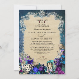 Invitación Alicia oscura y elegante de época en el Boda I de 