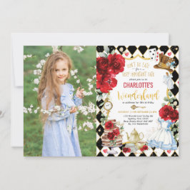 Invitación Alicia roja en el té de cumpleaños de Maravilla