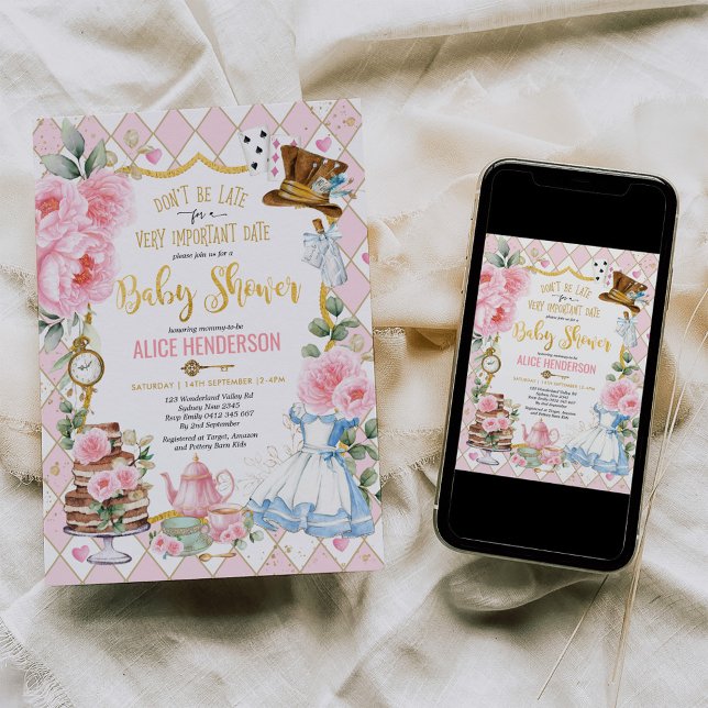 Invitación Alicia rosa en el país de las maravillas: Fiesta d (Subido por el creador)