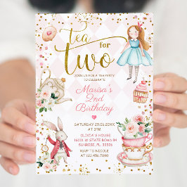 Invitación Alicia rosa floral Té para dos cumpleaños