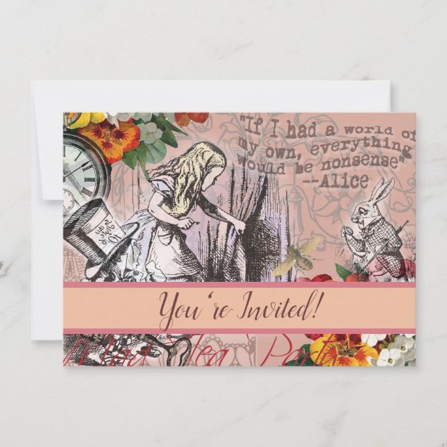 Invitación Alicia sin sentido de la cortina maravilla (Anverso)