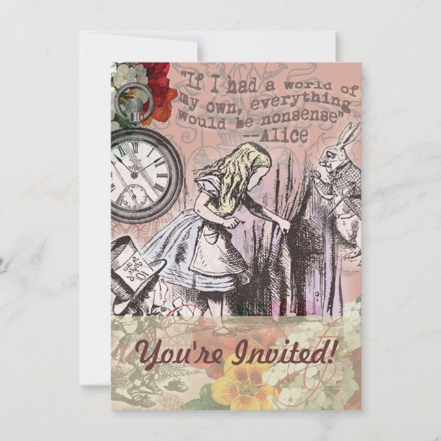 Invitación Alicia sin sentido de la cortina maravilla (Anverso)