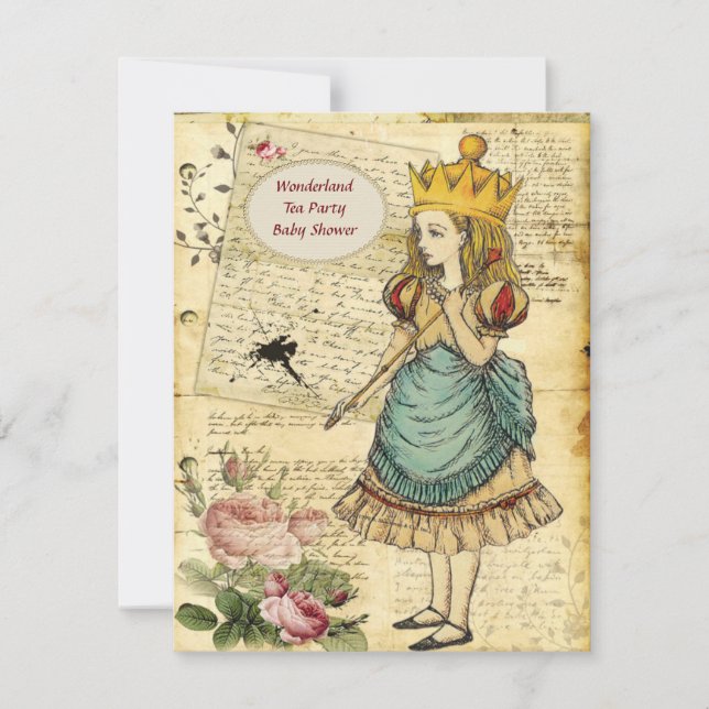 Invitación Alicia vieja en Baby Shower (Anverso)