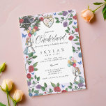 Invitación Alicia Vintage de color acuático en el cumpleaños<br><div class="desc">Invite a sus huéspedes a su cita más importante con nuestra hermosa y vintage invitación a la fiesta de cumpleaños Alice in Onderland. Perfecto para un cumpleaños de Alicia en el país de las maravillas. El diseño presenta una mezcla de flores originales dibujadas a mano y obras de arte. Hemos...</div>