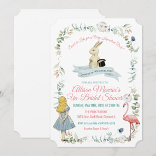 Invitación Alicia vintage en ducha de novia en el país de las