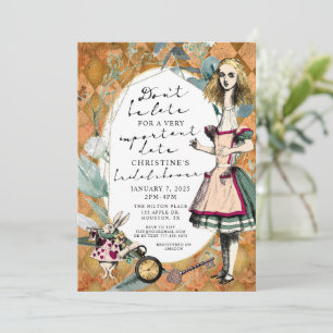 Invitación Alicia vintage en ducha de novia en el país de las