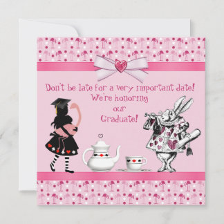 Invitación Alicia y el Partido de Graduación Flamingos Rosa