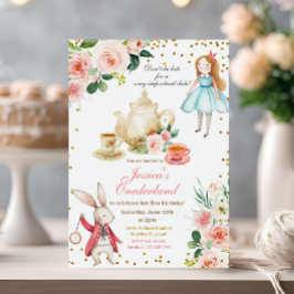 Invitación Alicia y Fiesta del té de cumpleaños