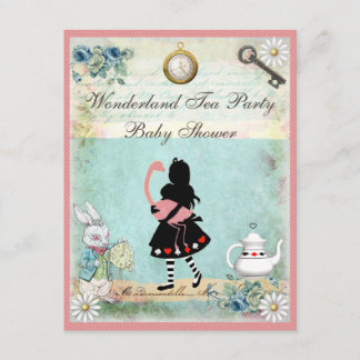 Invitación Alicia y flamenco rosado Baby Shower