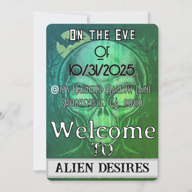 Invitación Alien Desires Halloween (Anverso)