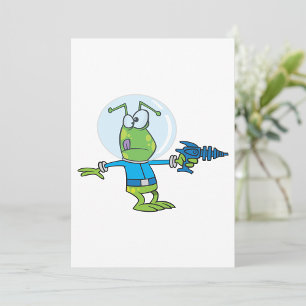 Invitación Alien divertido con Ray Gun Sci-Fi Space Invader