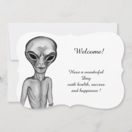 Invitación Alien gris , agrega tu texto