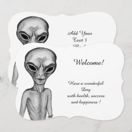 Invitación Alien gris , agrega tu texto