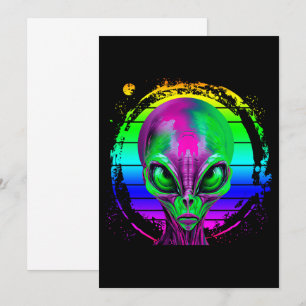 Invitación Alienígena Colorido Arcoíris Moderno y Tendencioso