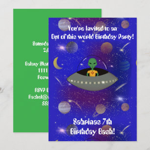 Invitación Alienígena en una nave espacial con camiseta de Nu