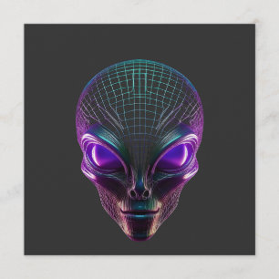 Invitación Alienígena Púrpura Con Ojos Luminosos