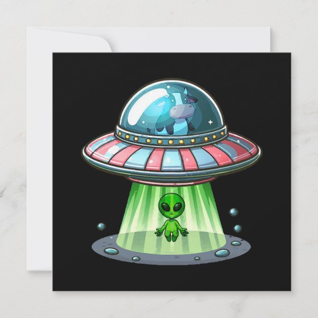 Invitación Alienígena que secuestra vacas (Anverso)