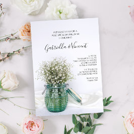 Invitación Aliento de Bebé Blanco en Tarro Azul Brunch Post B
