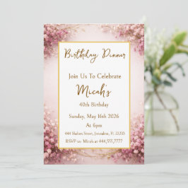 Invitación Aliento de Bebé Morado Estética Floral Chic Modern