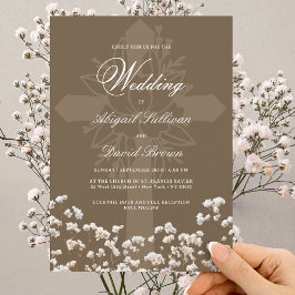 Invitación Aliento de Bebé Seco en Boda Religiosa Marrón