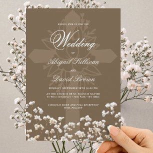 Invitación Aliento de Bebé Seco en Boda Religiosa Marrón