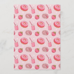 Invitación Alimentos lindos estéticos rosados Kawaii Patrón c