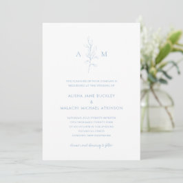 Invitación Alisha Dusty Blue Botanical Elegant Wedding