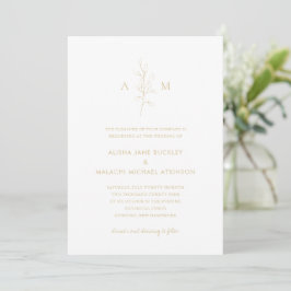 Invitación Alisha Gold Tan Boda Botánica Elegante